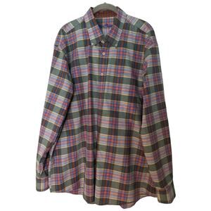 Alan Flusser Mens XL Long Sleeve Shirt Button Down Checker Plaid
